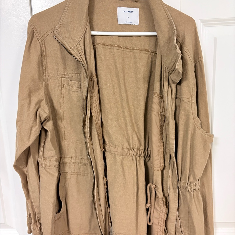 Old Navy Women's Khaki Utility Jacket with Drawstring Waist